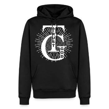Trust God Religious - Men's Premium Hoodie - black - Front - Nico (187cm) & Julia (174cm)