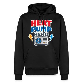 Heat Pump Hero - Heat pump technician - HVAC - Men's Premium Hoodie - black - Front - Nico (187cm) & Julia (174cm)