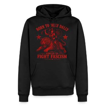 Born to Fight Fascism - Men's Premium Hoodie - black - Front - Nico (187cm) & Julia (174cm)