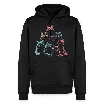 Cats Group - Men's Premium Hoodie - black - Front - Nico (187cm) & Julia (174cm)