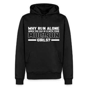 Mud Run Gift | Mud Run Sport Mud Runner - Men's Premium Hoodie - black - Front - Nico (187cm) & Julia (174cm)