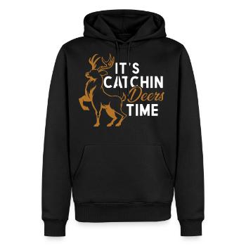 Catchin Deers Season Hunting Decoy Deer Targets - Men's Premium Hoodie - black - Front - Nico (187cm) & Julia (174cm)