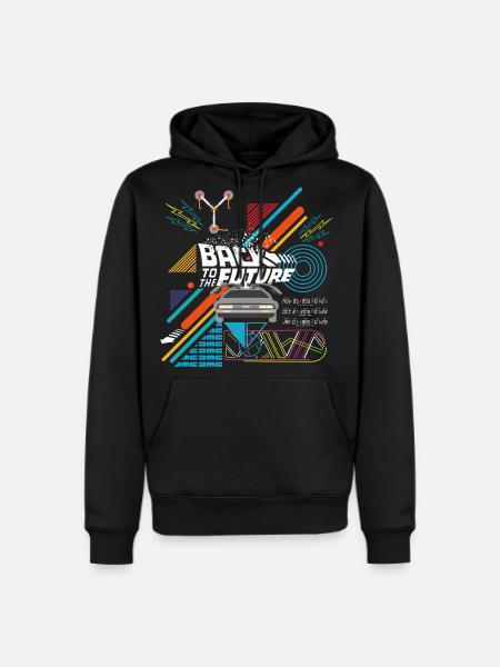 Back To The Future Logo With Delorean Time Machine - Men's Premium Hoodie - black