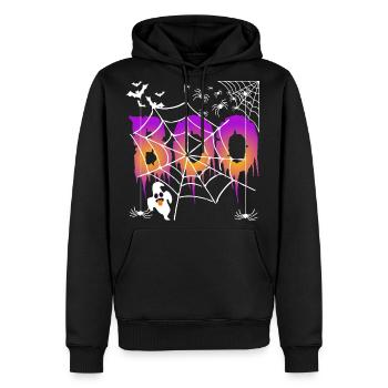 spooky Halloween ghost spider outfit saying Boo - Men's Premium Hoodie - black - Front - Nico (187cm) & Julia (174cm)