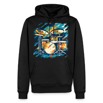 Drum Set Portrait - Men's Premium Hoodie - black - Front - Nico (187cm) & Julia (174cm)