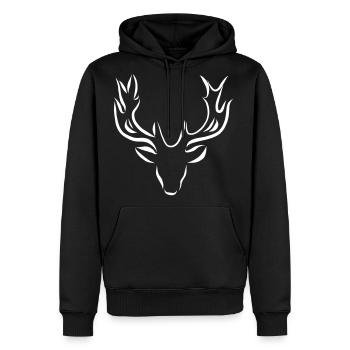 deer antlers stag moose reindeer wildlife head - Men's Premium Hoodie - black - Front - Nico (187cm) & Julia (174cm)