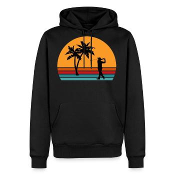 Sunset Golfer Strike - Men's Premium Hoodie - black - Front - Nico (187cm) & Julia (174cm)
