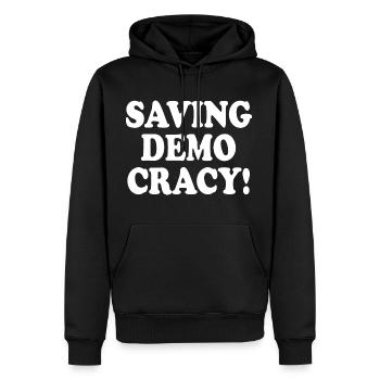 Saving democracy - Men's Premium Hoodie - black - Front - Nico (187cm) & Julia (174cm)
