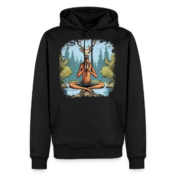 Deer Yogi - Men's Premium Hoodie - black - Front - Nico (187cm) & Julia (174cm)