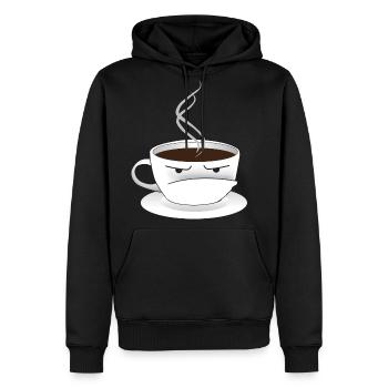 Grouchy Johns Coffee Cup logo - Men's Premium Hoodie - black - Front - Nico (187cm) & Julia (174cm)