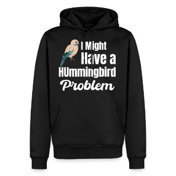 I Might Have A Hummingbird Problem Lovers Pelican - Men's Premium Hoodie - black - Front - Nico (187cm) & Julia (174cm)