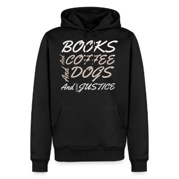 books and coffee and dogs and justice social - Men's Premium Hoodie - black - Front - Nico (187cm) & Julia (174cm)