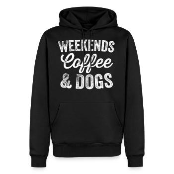 Weekends Coffee And Dogs - Men's Premium Hoodie - black - Front - Nico (187cm) & Julia (174cm)