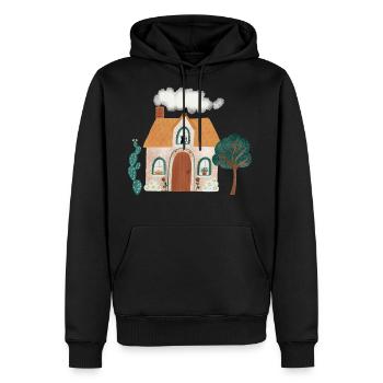 Cozy Cottage Scene - Men's Premium Hoodie - black - Front - Nico (187cm) & Julia (174cm)