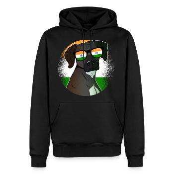 India - Men's Premium Hoodie - black - Front - Nico (187cm) & Julia (174cm)