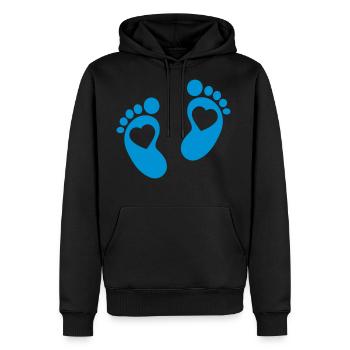 Baby - footprint - heart - Men's Premium Hoodie - black - Front - Nico (187cm) & Julia (174cm)