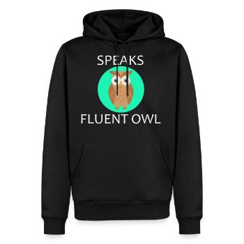 Speaks Fluent Owl - Men's Premium Hoodie - black - Front - Nico (187cm) & Julia (174cm)