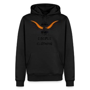 Disciple Clothing Faith Dedication Fitness - Men's Premium Hoodie - black - Front - Nico (187cm) & Julia (174cm)