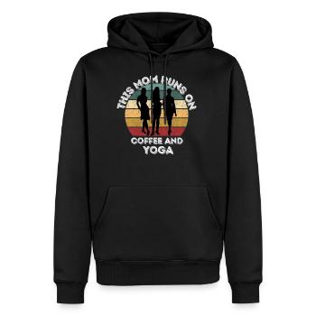 this mom runs on coffee and yoga - Men's Premium Hoodie - black - Front - Nico (187cm) & Julia (174cm)