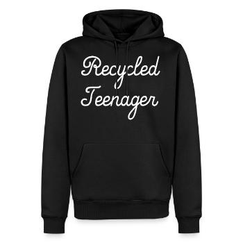 Recycled teenager funny - Men's Premium Hoodie - black - Front - Nico (187cm) & Julia (174cm)