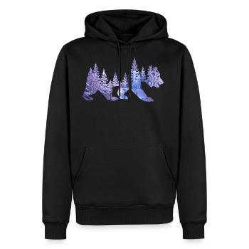 Bear Double Exposure Surreal Wildlife Animal Tee - Men's Premium Hoodie - black - Front - Nico (187cm) & Julia (174cm)