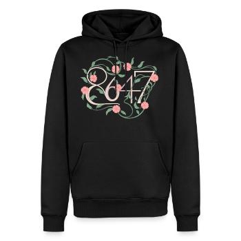 Floral Subtle Anti Trump 8647 86 47 Boho - Men's Premium Hoodie - black - Front - Nico (187cm) & Julia (174cm)