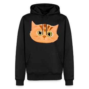 Cute Orange Cat Face - Men's Premium Hoodie - black - Front - Nico (187cm) & Julia (174cm)