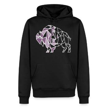 Lilac Lavender Geometric Bison - Men's Premium Hoodie - black - Front - Nico (187cm) & Julia (174cm)