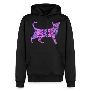 cat transparent lilac stripes - Men's Premium Hoodie - black - Front - Nico (187cm) & Julia (174cm)