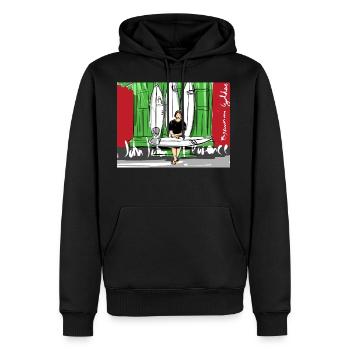 John John Florence Quiver with Background - Men's Premium Hoodie - black - Front - Nico (187cm) & Julia (174cm)