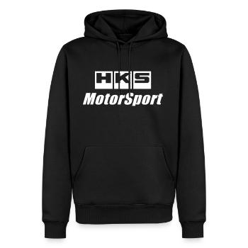 HKS MOTORSPORT - Men's Premium Hoodie - black - Front - Nico (187cm) & Julia (174cm)