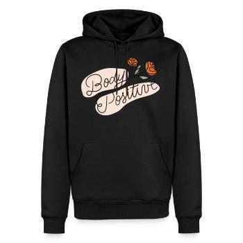 Body Positive - Men's Premium Hoodie - black - Front - Nico (187cm) & Julia (174cm)