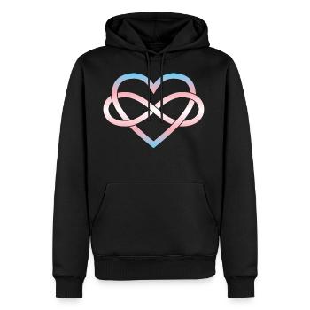 Polyamory Infinity Heart - Trans - Men's Premium Hoodie - black - Front - Nico (187cm) & Julia (174cm)