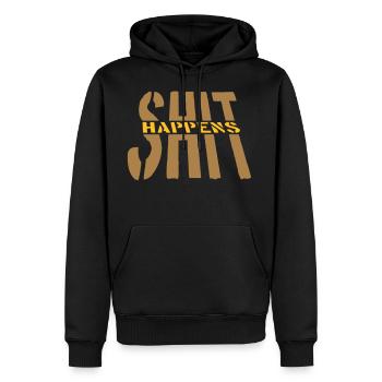 Quote shit happens motto - Men's Premium Hoodie - black - Front - Nico (187cm) & Julia (174cm)