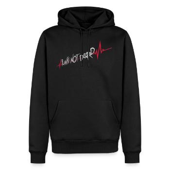 punks not dead quote - Men's Premium Hoodie - black - Front - Nico (187cm) & Julia (174cm)