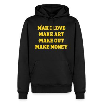 Make Love Make Art Make Out Make Money - Men's Premium Hoodie - black - Front - Nico (187cm) & Julia (174cm)