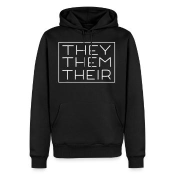They Them Their Pronouns Trans Nonbinary Queer - Men's Premium Hoodie - black - Front - Nico (187cm) & Julia (174cm)