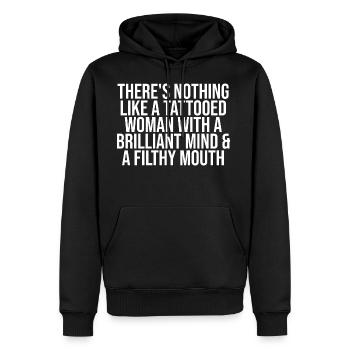 Woman With A Brilliant Mind & A Filthy Mouth - Men's Premium Hoodie - black - Front - Nico (187cm) & Julia (174cm)
