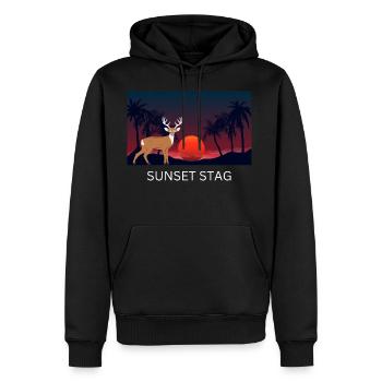 sunset stag - Men's Premium Hoodie - black - Front - Nico (187cm) & Julia (174cm)