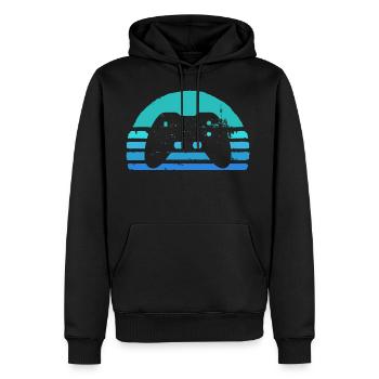 Blue Controller - Men's Premium Hoodie - black - Front - Nico (187cm) & Julia (174cm)
