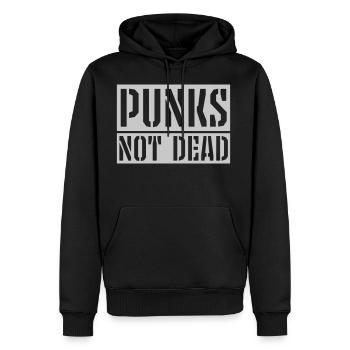 punks not dead quote - Men's Premium Hoodie - black - Front - Nico (187cm) & Julia (174cm)