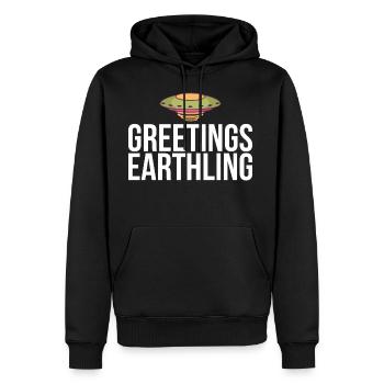 Greetings Earthling - Men's Premium Hoodie - black - Front - Nico (187cm) & Julia (174cm)