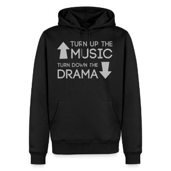 Turn up music turn down the drama - Men's Premium Hoodie - black - Front - Nico (187cm) & Julia (174cm)