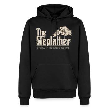 Funny stepdad s stepfather Officially World s Best - Men's Premium Hoodie - black - Front - Nico (187cm) & Julia (174cm)