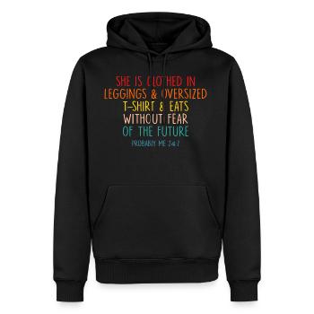 She Is Clothed In Leggings & Oversized - Men's Premium Hoodie - black - Front - Nico (187cm) & Julia (174cm)