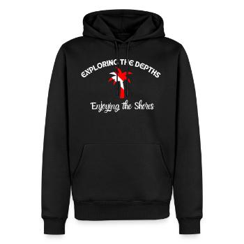 Exploring The Depths Enjoying The Shores - Men's Premium Hoodie - black - Front - Nico (187cm) & Julia (174cm)