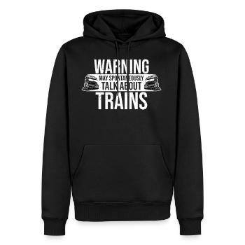 Warning May Spontaneously Talk About Trains Quote - Men's Premium Hoodie - black - Front - Nico (187cm) & Julia (174cm)