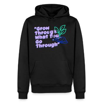 Grow Through What You Go Through | phozos | phrase - Men's Premium Hoodie - black - Front - Nico (187cm) & Julia (174cm)