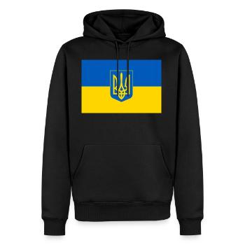 Flag Of Ukraine With Coat Of Arms - Men's Premium Hoodie - black - Front - Nico (187cm) & Julia (174cm)