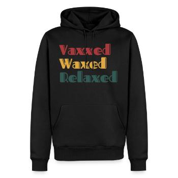 Vaxxed Waxed Relaxed Retro - Men's Premium Hoodie - black - Front - Nico (187cm) & Julia (174cm)